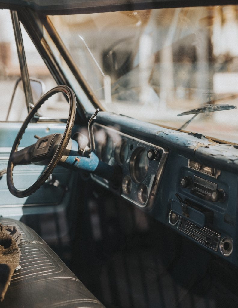 Interior of an old classic car