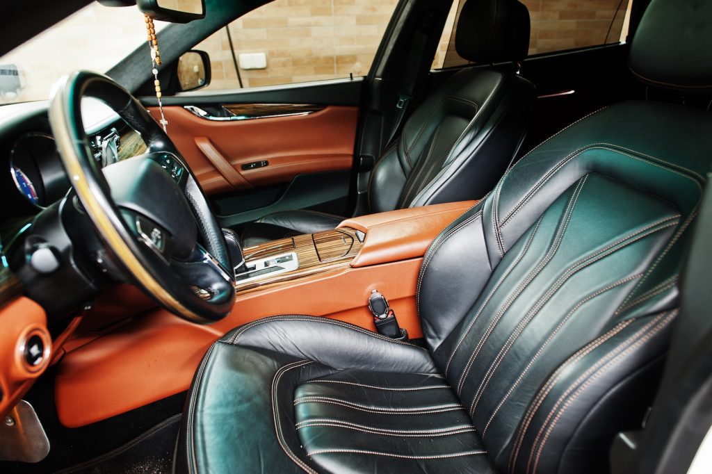 Interior of new luxury sport car.
