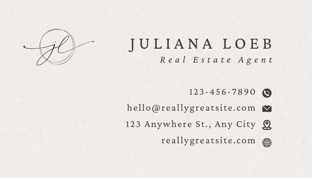 Beige Aesthetic Modern Calligraphy Real Estate Business Card 2