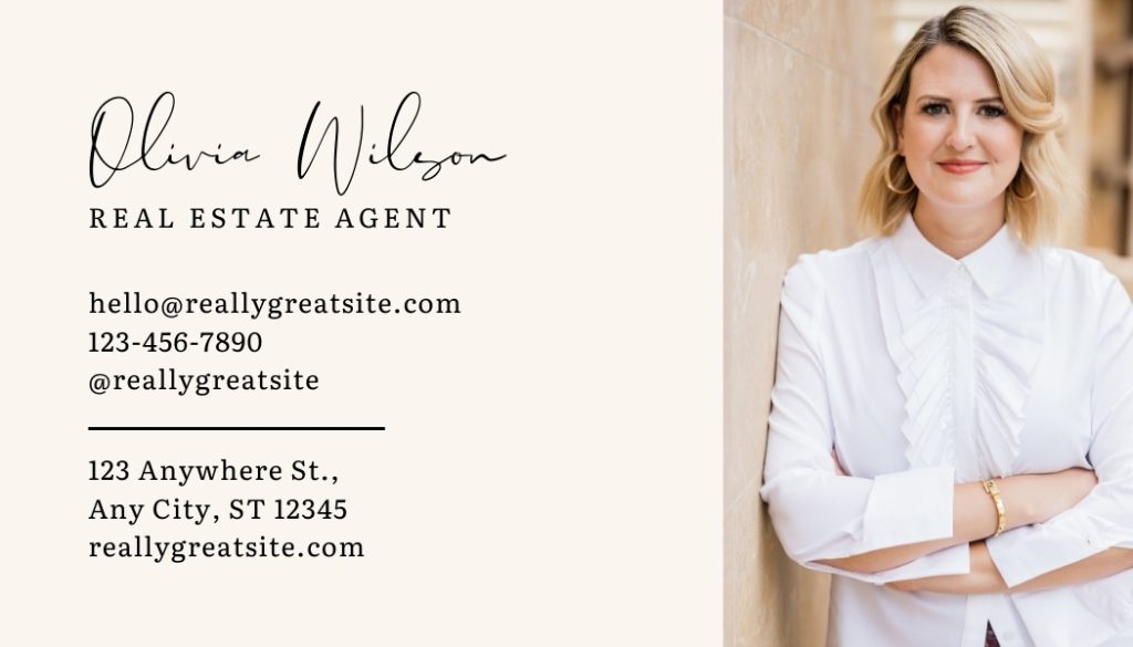 Beige Professional Modern Real Estate Business Card 2