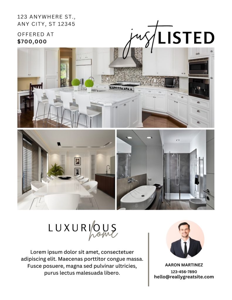 Black and White Minimalist Real Estate Flyer - 1