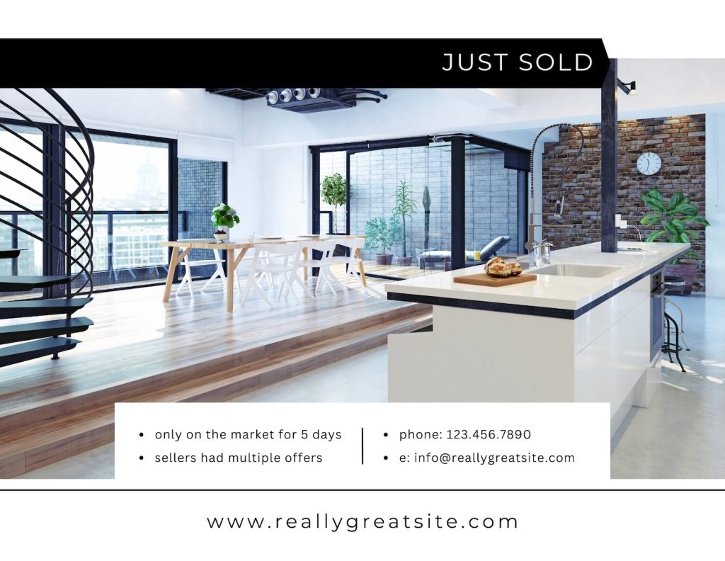 Black and White Real Estate Just Sold Post Card - 1