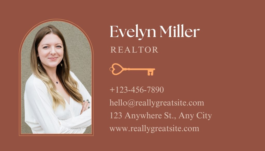 Brown Minimalist Real Estate Business Card