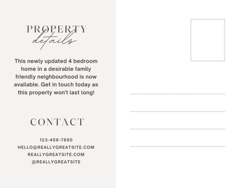 Brown and Beige Classic Just Listed Postcard 2