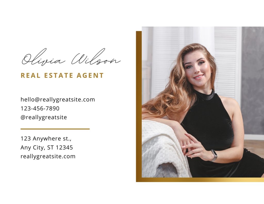 Gold And White Modern Marble Luxury Real Estate About Me Postcard 1