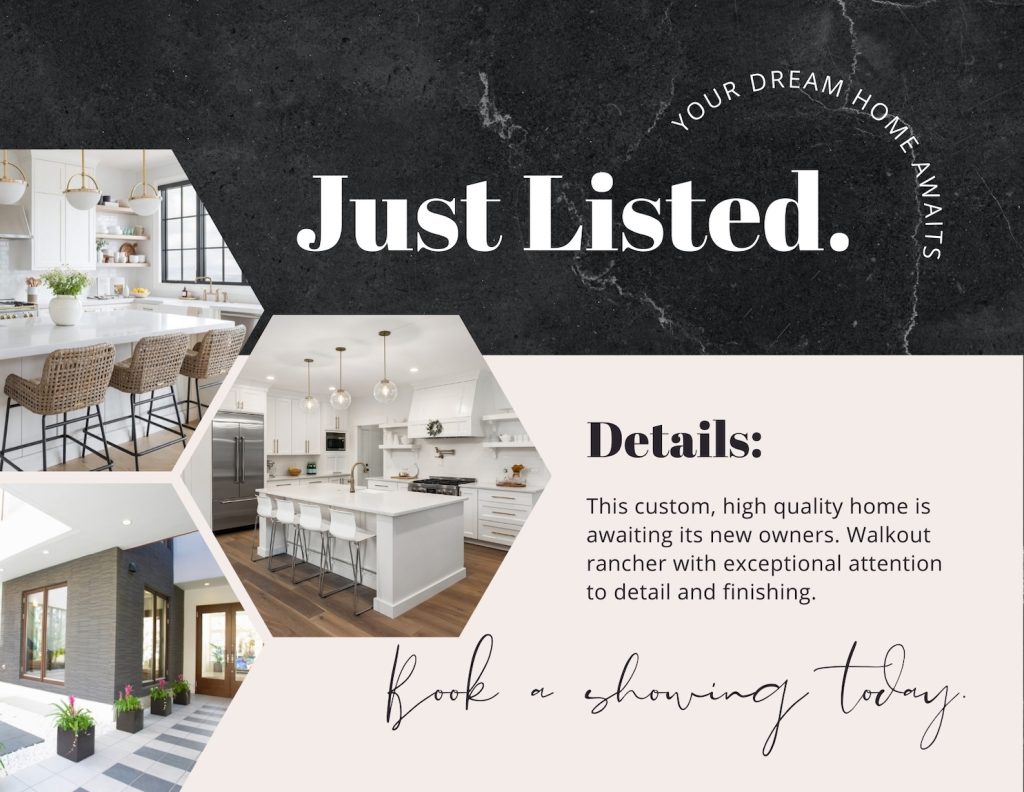 Luxury Marble Just Listed Real Estate Marketing Postcard - 1