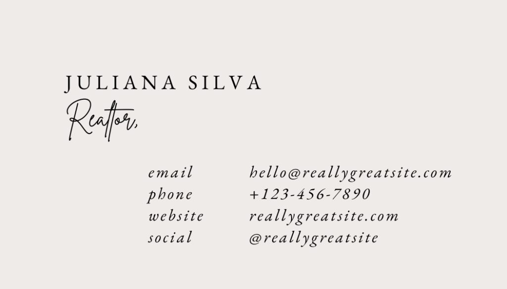 Neutral Plant Shadow Calligraphy Flourish Stylist Business Card 2