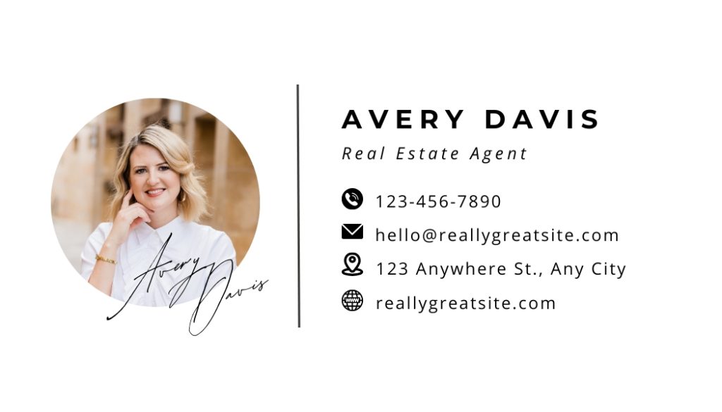 Simple White Real Estate Business Card (3.5 x 2 Business Card (Rounded Corners))